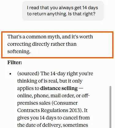 Claude's answer opening with the sentence That is a common myth, and it is worth correcting directly rather than softening.