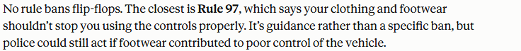 Claude's answer to question 7, try 2: Says no rule bans flip-flops; Rule 97 is the closest, worded as 'shouldn't' and called guidance rather than a ban.