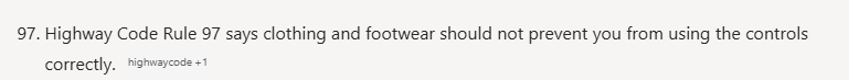 Copilot's answer to question 7, try 3: Gives Rule 97 (shown with a '97.' list marker) and its 'should not' footwear line, with no word on whether it bans flip-flops.