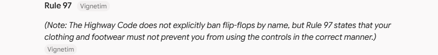 Gemini's answer to question 7, try 2: Gives 'Rule 97', then a note that the Code does not explicitly ban flip-flops by name, with Rule 97 worded as 'must not'.
